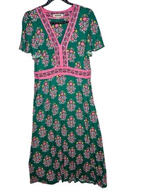 Boden Women's  Elli Flutter Maxi Tea Dress Floral Jersey Pockets Size 10p